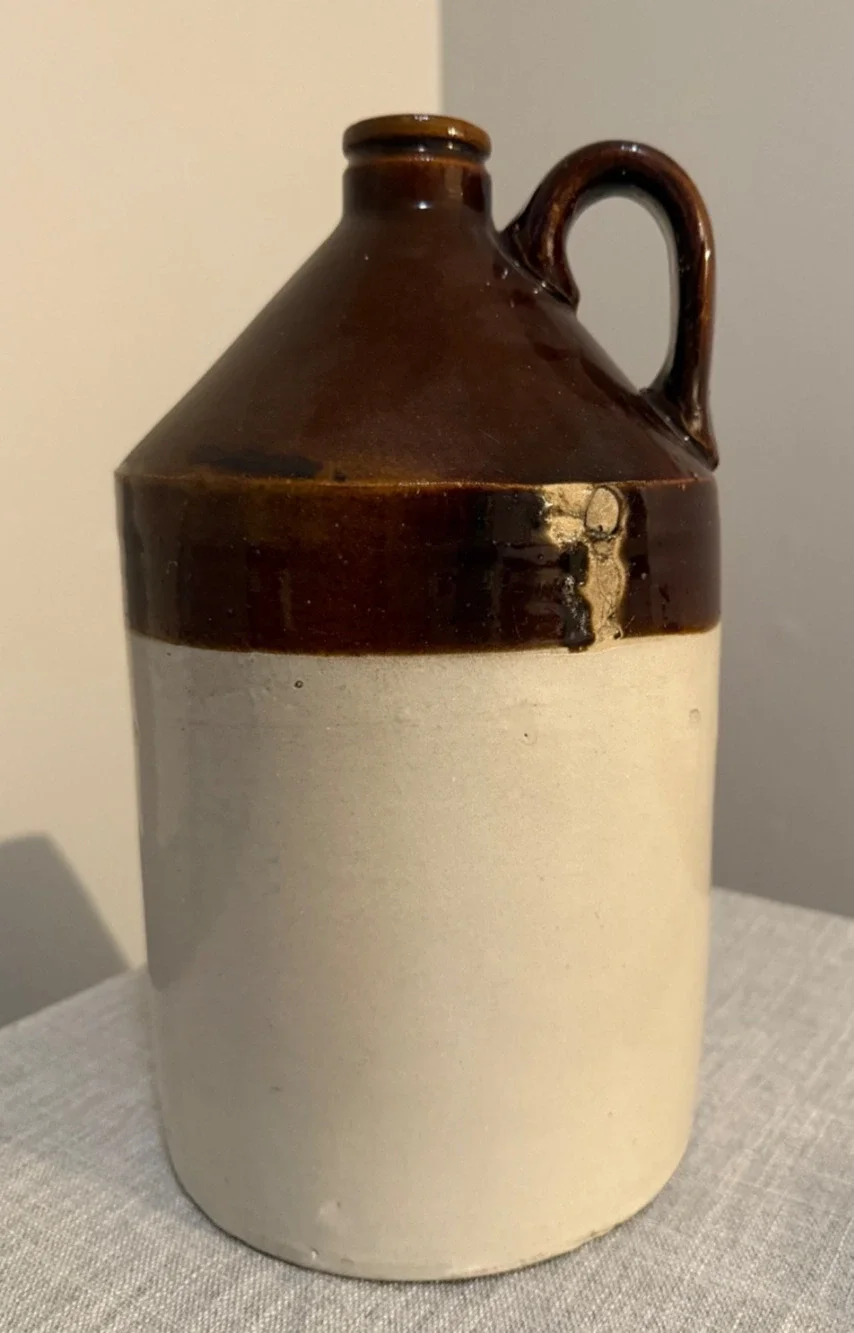 🏺 Antique Stoneware Jug Crock Brown & Cream Primitive Farmhouse Decor 12